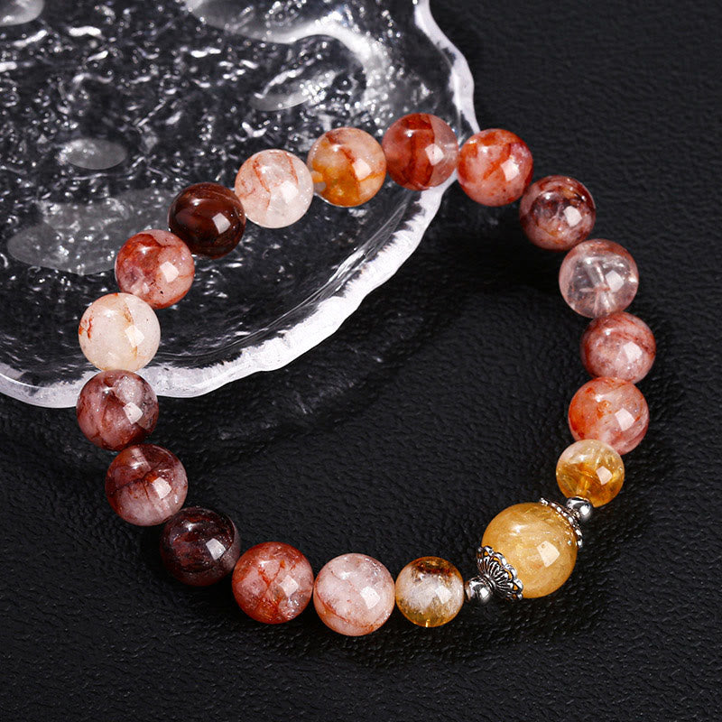 Natural Red Hematoid Quartz Beads Balance Bracelet