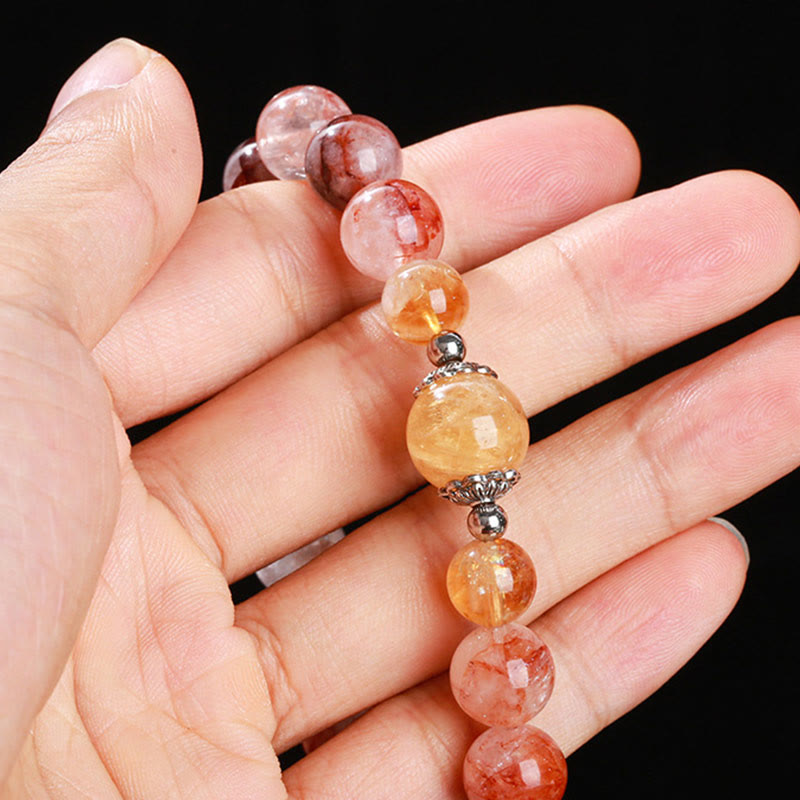 Natural Red Hematoid Quartz Beads Balance Bracelet - Image 4