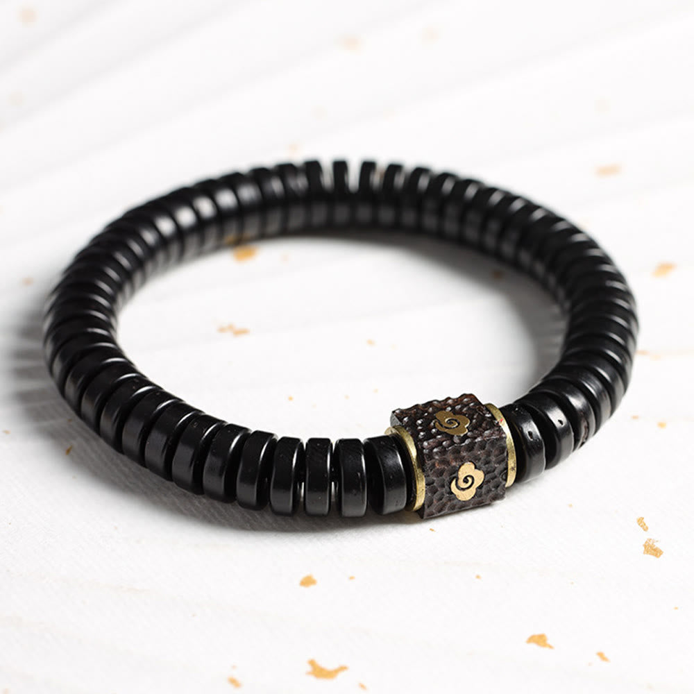 Tibetan Coconut Shell Auspicious Clouds Positive Bracelet - Image 4