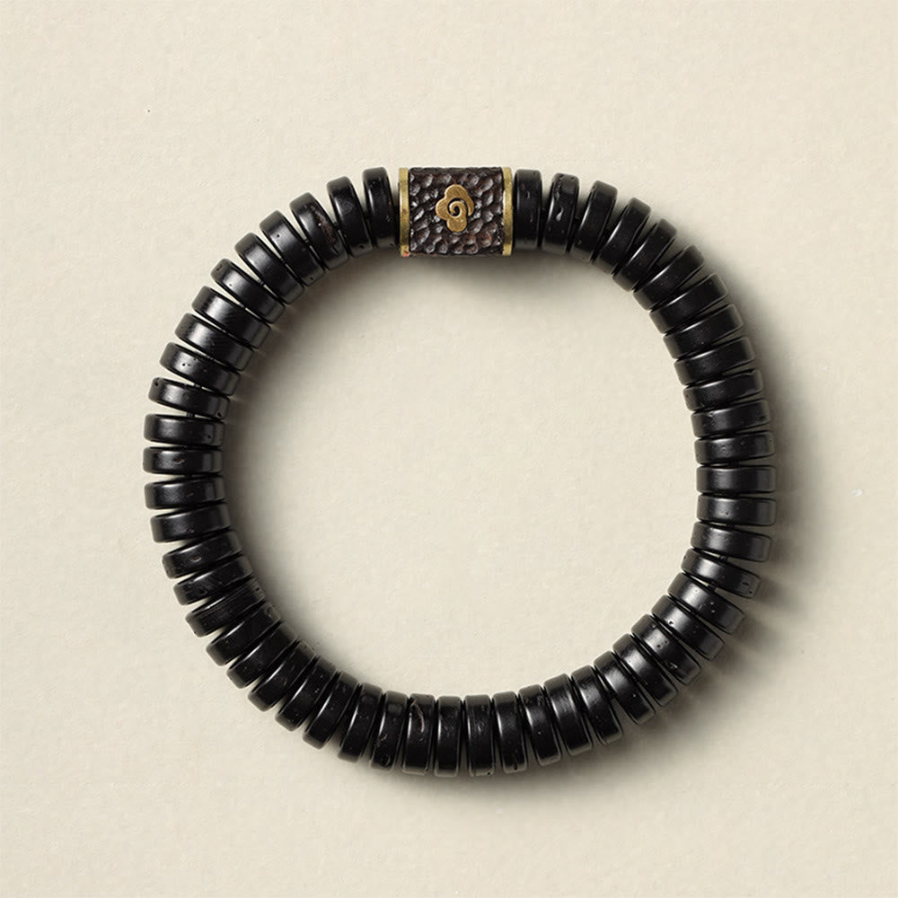 Tibetan Coconut Shell Auspicious Clouds Positive Bracelet - Image 3