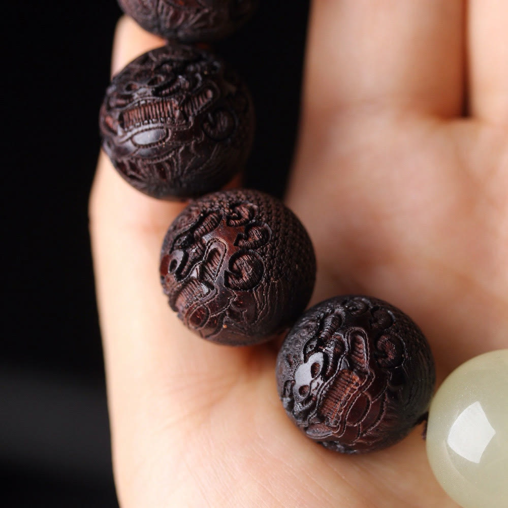 Tibetan Rosewood Engraving PiXiu Warmth Bracelet - Image 8