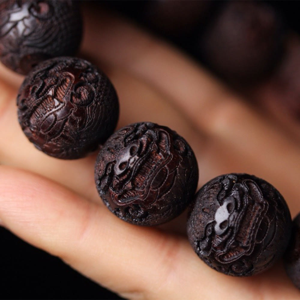 Tibetan Rosewood Engraving PiXiu Warmth Bracelet - Image 5