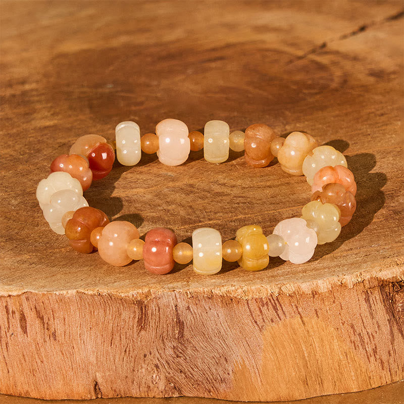Golden Silk Jade Pumpkin Beads Wealth Luck Bracelet