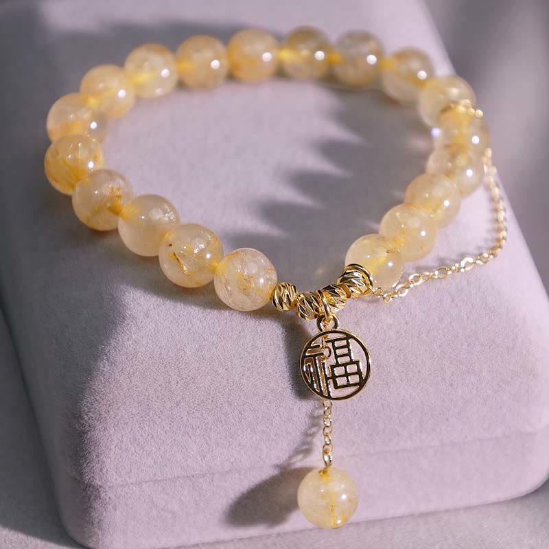 Citrine Lucky Fu Character Happiness Bracelet - Image 4