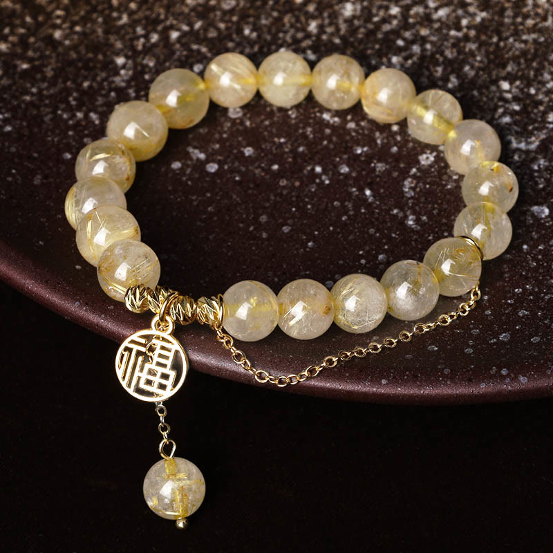 Citrine Lucky Fu Character Happiness Bracelet