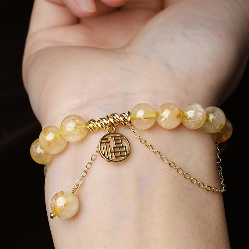 Citrine Lucky Fu Character Happiness Bracelet - Image 3