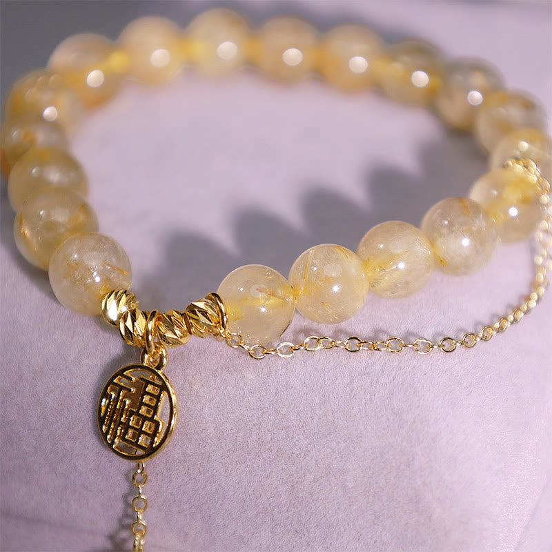 Citrine Lucky Fu Character Happiness Bracelet - Image 8