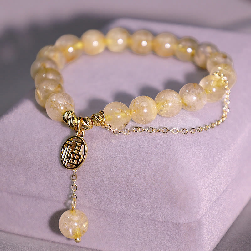 Citrine Lucky Fu Character Happiness Bracelet - Image 5