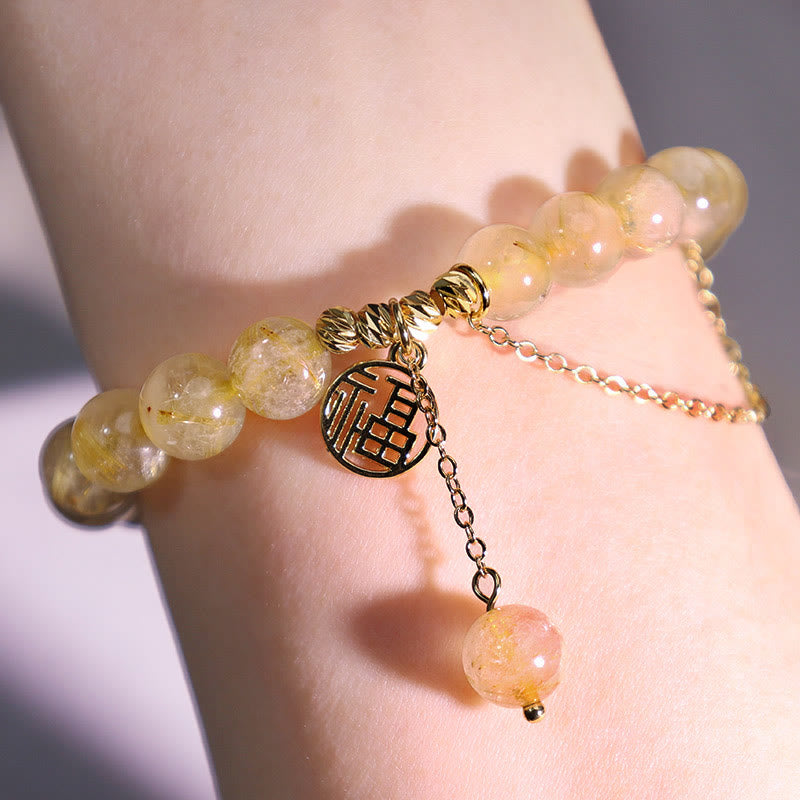 Citrine Lucky Fu Character Happiness Bracelet - Image 6