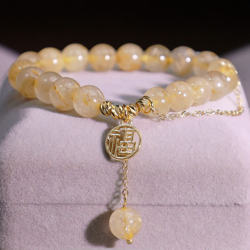 Citrine Lucky Fu Character Happiness Bracelet - Image 7