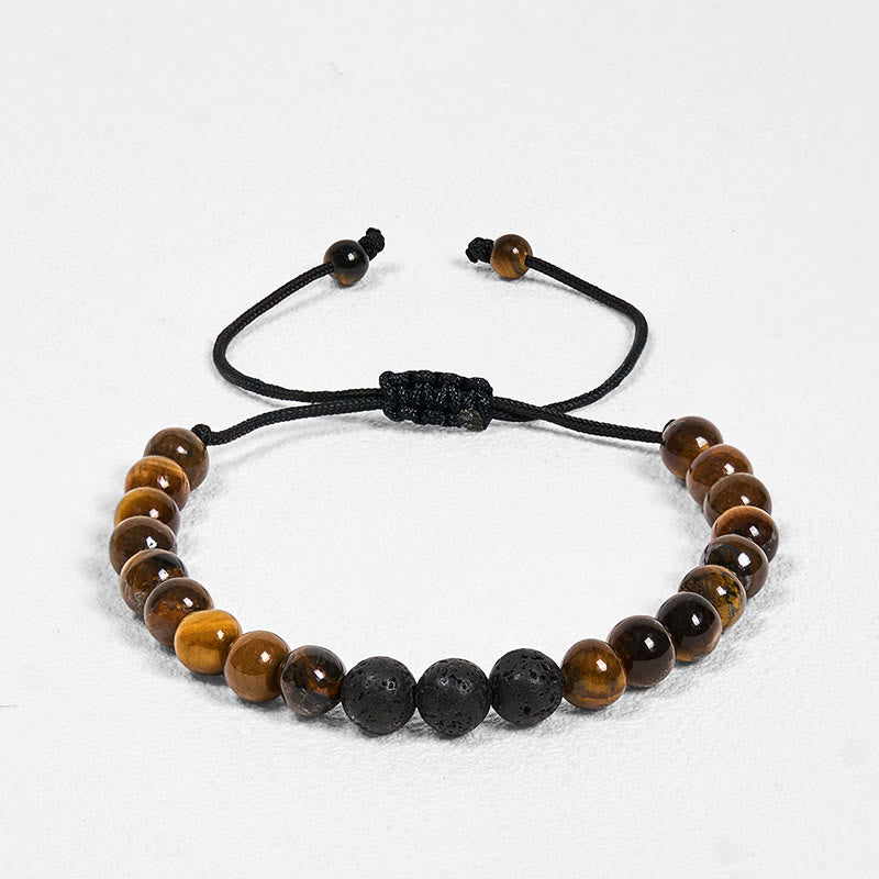 3Pcs Tiger Eye Lava Rock Protection Bracelet Set - Image 14