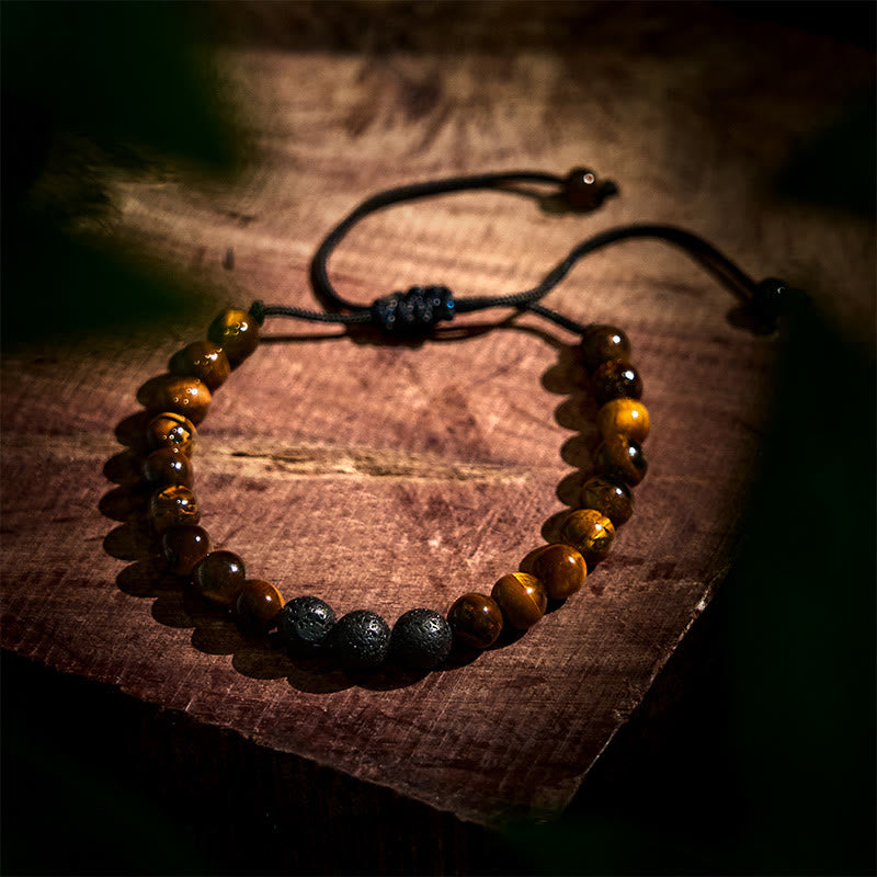 3Pcs Tiger Eye Lava Rock Protection Bracelet Set - Image 8