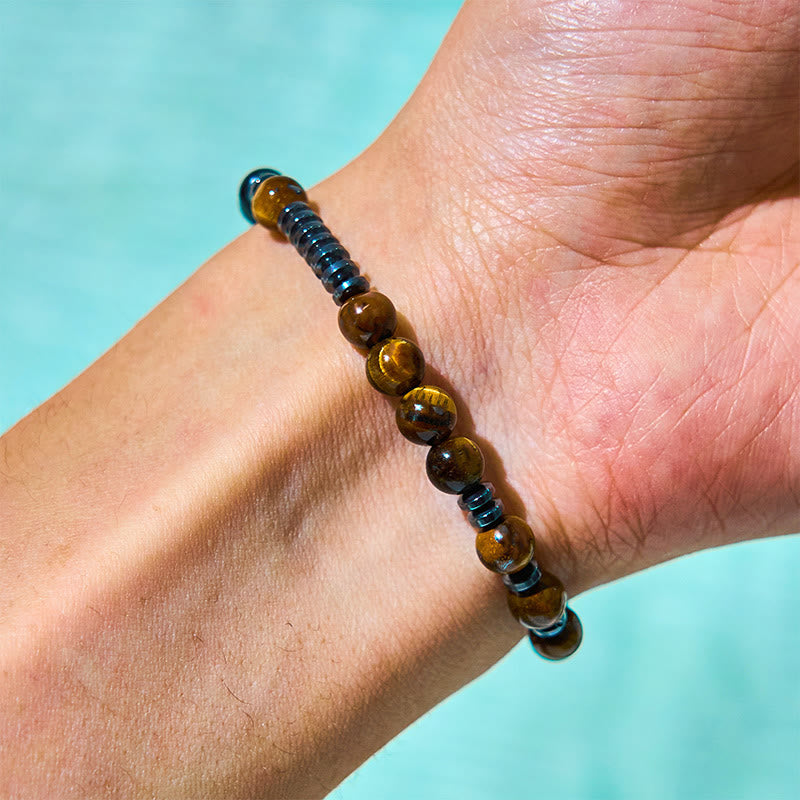 3Pcs Tiger Eye Lava Rock Protection Bracelet Set - Image 6