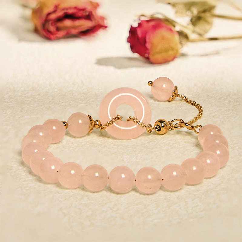 Natural Pink Crystal Beads Peace Buckle Self-acceptance Bracelet