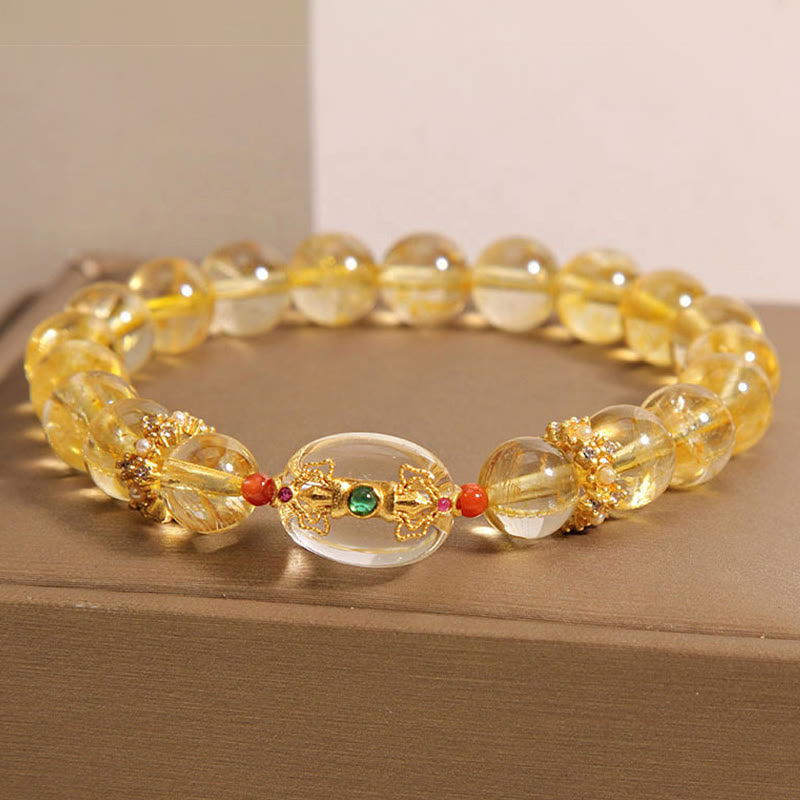 Natural Golden Rutilated Quartz Beads Auspiciousness Bracelet