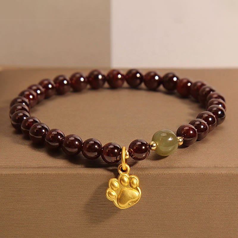 Cat's Paw Garnet Hetian Jade Beads Purification Bracelet