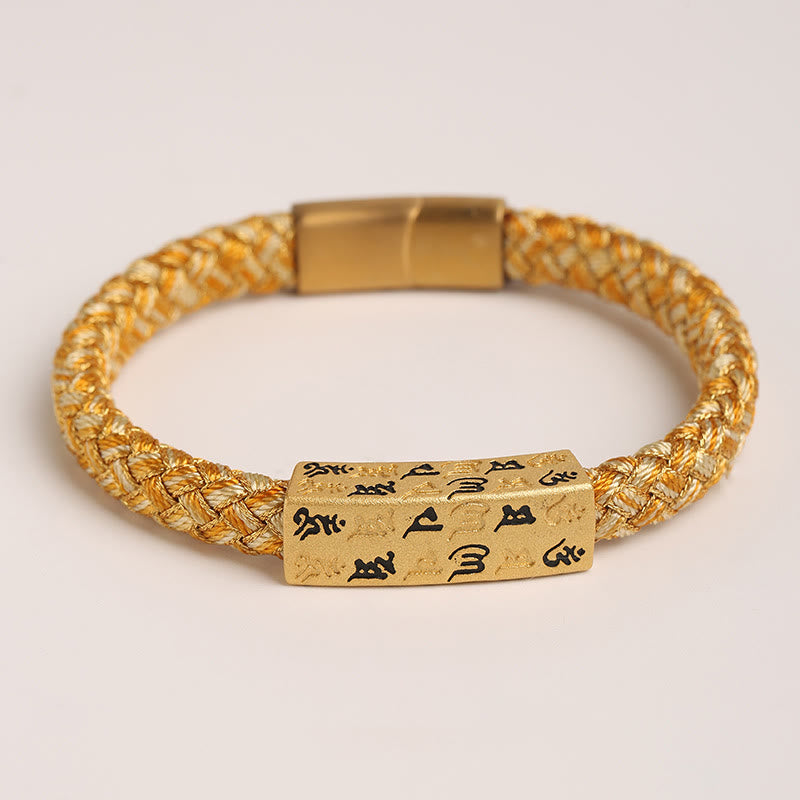 Tibetan Om Mani Padme Hum Various Colors Rope Gold Thread Diamond Knot Luck Buckle Bracelet - Image 10