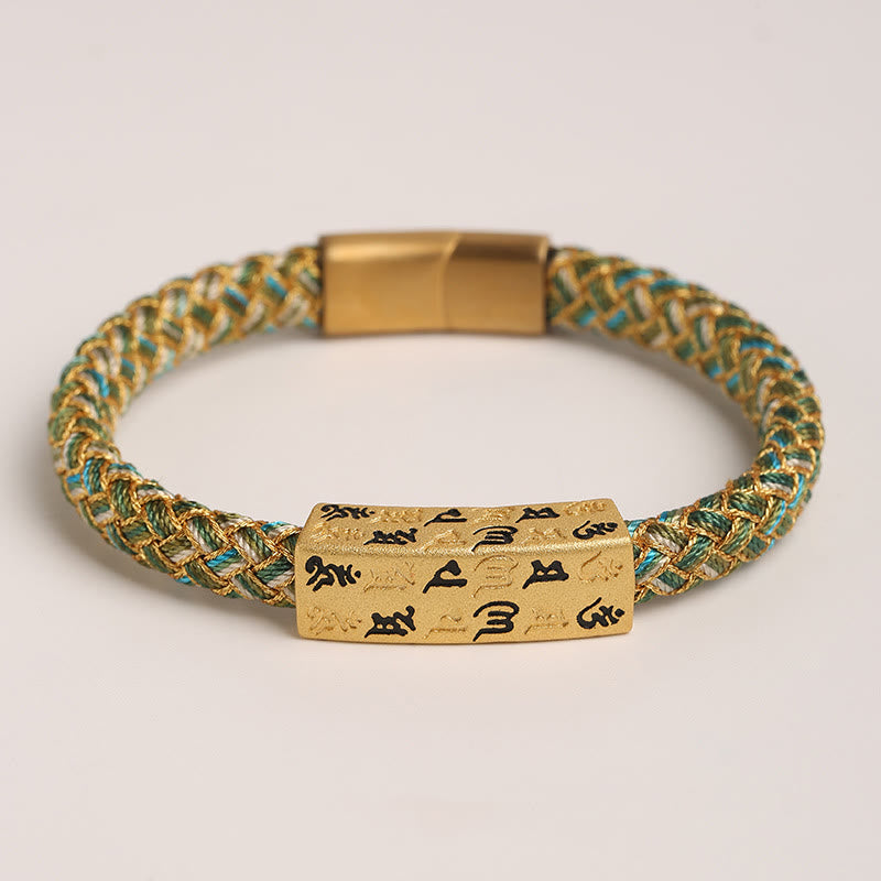 Tibetan Om Mani Padme Hum Various Colors Rope Gold Thread Diamond Knot Luck Buckle Bracelet - Image 9