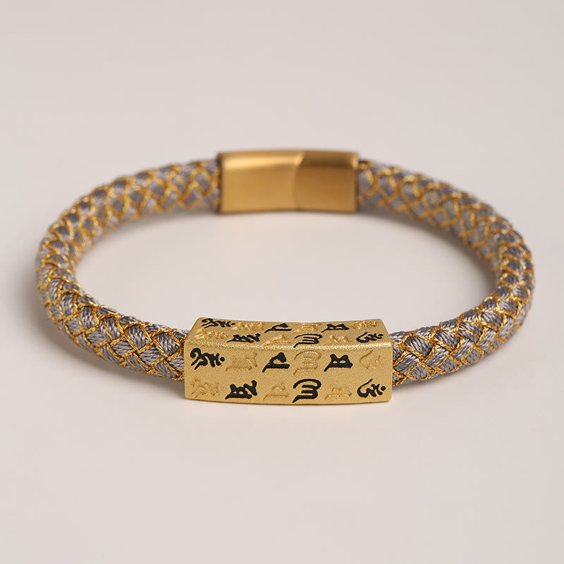 Tibetan Om Mani Padme Hum Various Colors Rope Gold Thread Diamond Knot Luck Buckle Bracelet - Image 12