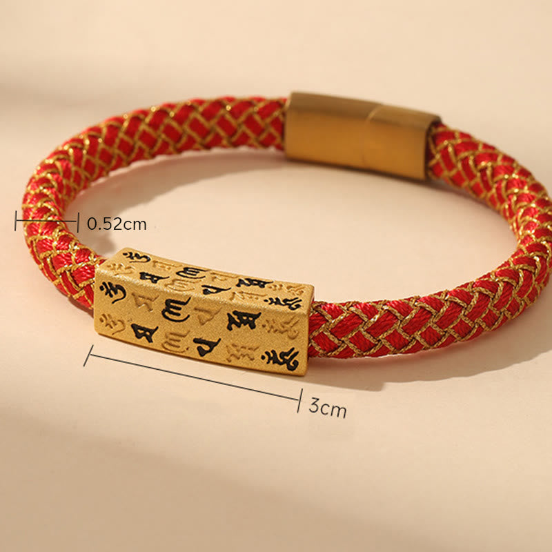 Tibetan Om Mani Padme Hum Various Colors Rope Gold Thread Diamond Knot Luck Buckle Bracelet - Image 3