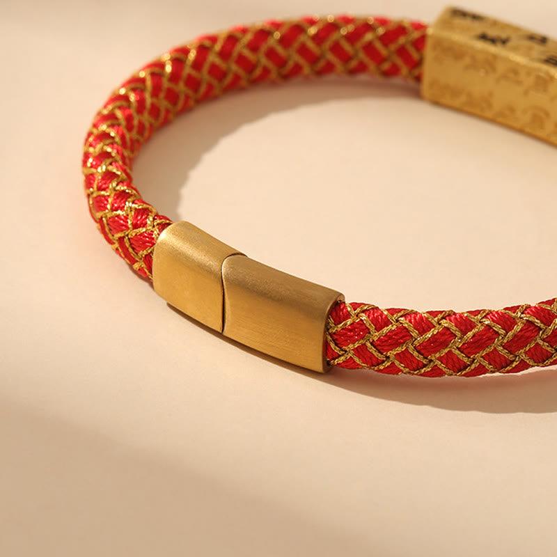 Tibetan Om Mani Padme Hum Various Colors Rope Gold Thread Diamond Knot Luck Buckle Bracelet - Image 4