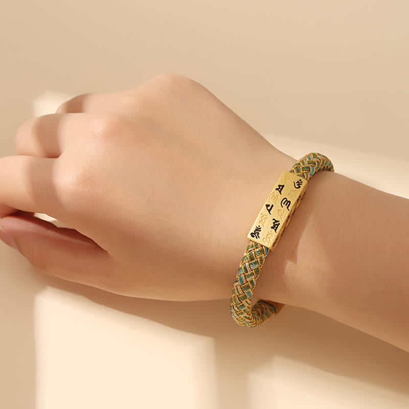Tibetan Om Mani Padme Hum Various Colors Rope Gold Thread Diamond Knot Luck Buckle Bracelet - Image 15