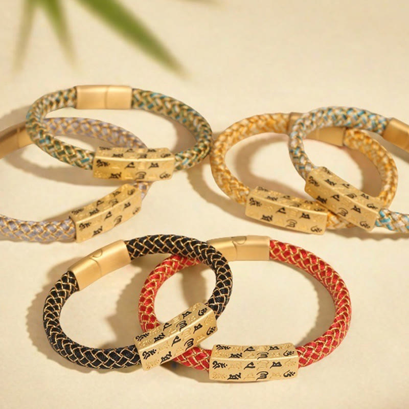 Tibetan Om Mani Padme Hum Various Colors Rope Gold Thread Diamond Knot Luck Buckle Bracelet - Image 16