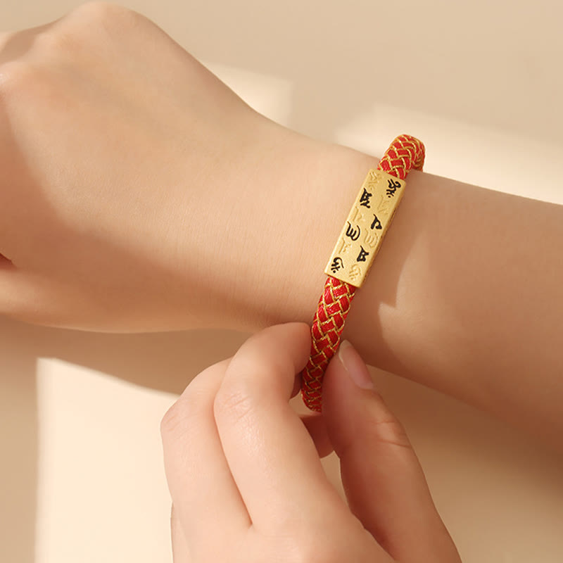 Tibetan Om Mani Padme Hum Various Colors Rope Gold Thread Diamond Knot Luck Buckle Bracelet - Image 21