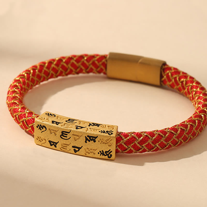 Tibetan Om Mani Padme Hum Various Colors Rope Gold Thread Diamond Knot Luck Buckle Bracelet