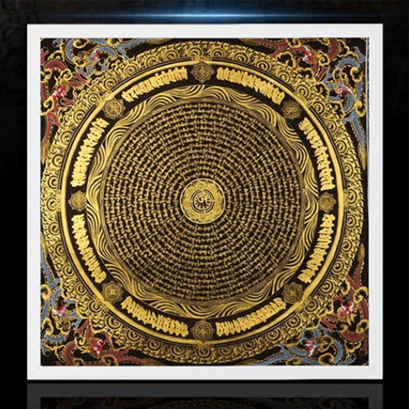 Tibetan Thangka Painting Om Mani Padme Hum Dragon Phoenix Scripture Handmade Decoration(Random Style)