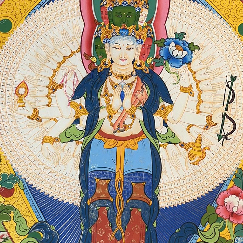 Tibetan Thangka Painting Yellow God of Wealth Green Tara Avalokitesvara Handmade Decoration Blind Box(Random Style) - Image 7