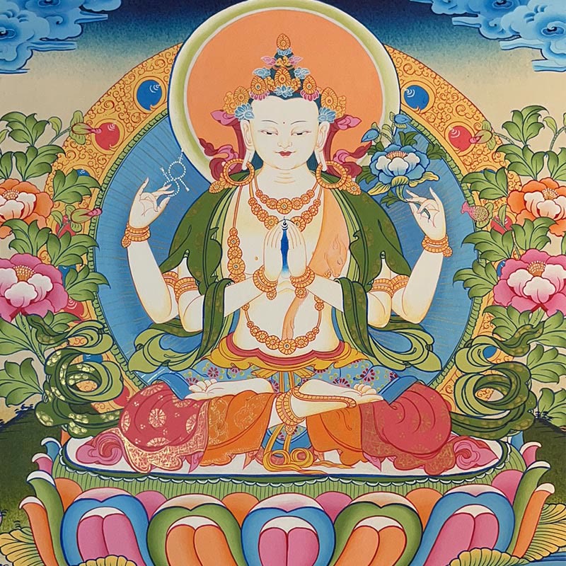 Tibetan Thangka Painting Yellow God of Wealth Green Tara Avalokitesvara Handmade Decoration Blind Box(Random Style) - Image 15
