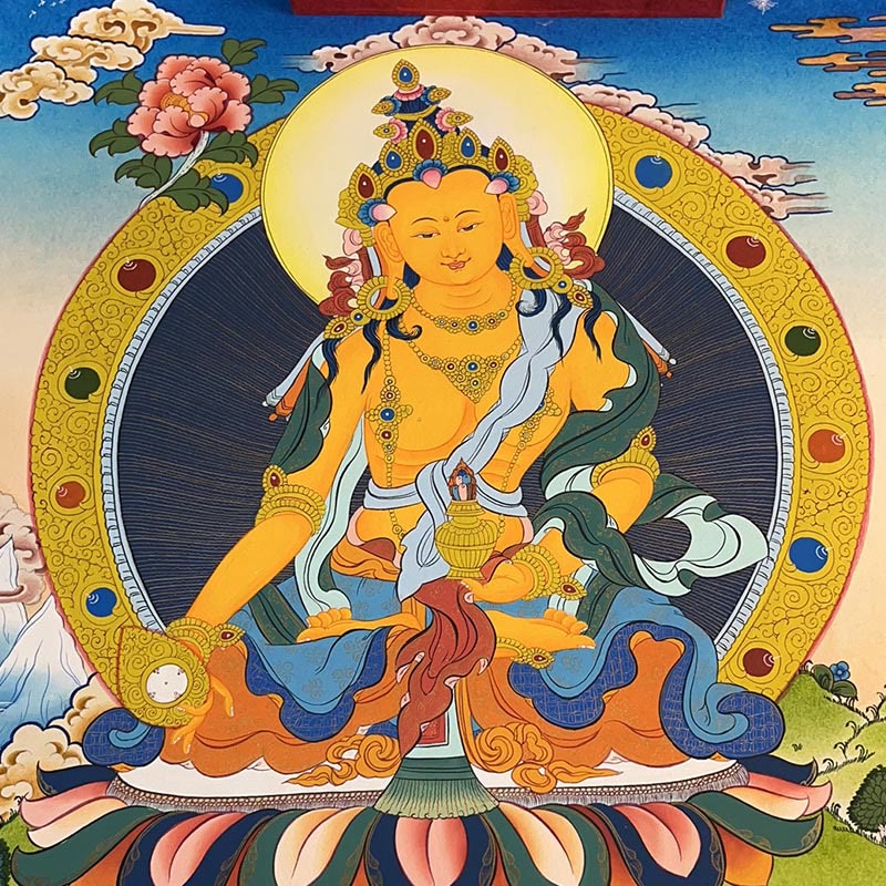 Tibetan Thangka Painting Yellow God of Wealth Green Tara Avalokitesvara Handmade Decoration Blind Box(Random Style) - Image 18