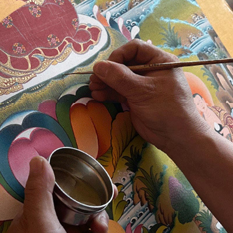 Tibetan Thangka Painting Yellow God of Wealth Green Tara Avalokitesvara Handmade Decoration Blind Box(Random Style) - Image 26