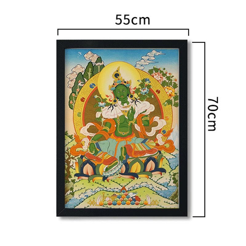 Tibetan Thangka Painting Yellow God of Wealth Green Tara Avalokitesvara Handmade Decoration Blind Box(Random Style) - Image 11