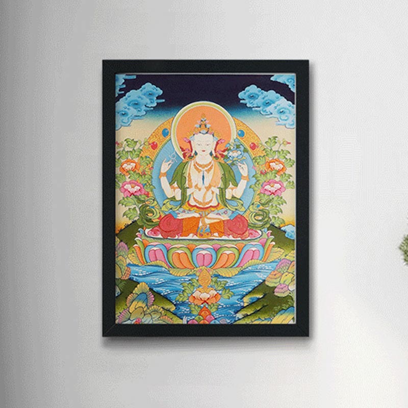 Tibetan Thangka Painting Yellow God of Wealth Green Tara Avalokitesvara Handmade Decoration Blind Box(Random Style) - Image 16