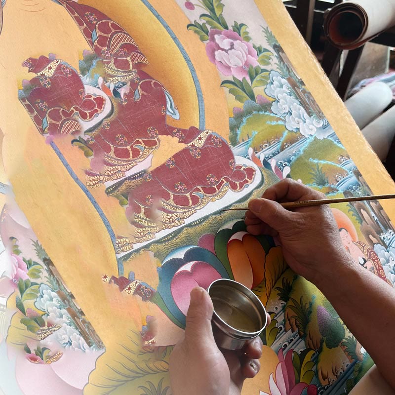 Tibetan Thangka Painting Yellow God of Wealth Green Tara Avalokitesvara Handmade Decoration Blind Box(Random Style) - Image 25