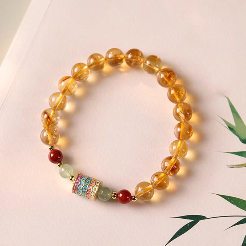 Natural Citrine Colorful Prayer Wheel Creativity Bracelet