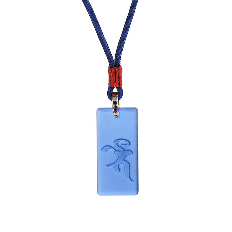 Tibetan Green Tara Medicine Buddha Sanskrit Pattern Liuli Crystal Protection Necklace Pendant - Image 5