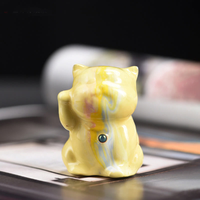 Cute Mini Cat Rosewood Lacquer Craft Warmth Decoration Random Color(Blind Box) - Image 7