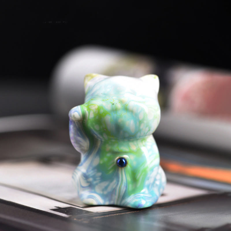 Cute Mini Cat Rosewood Lacquer Craft Warmth Decoration Random Color(Blind Box) - Image 8