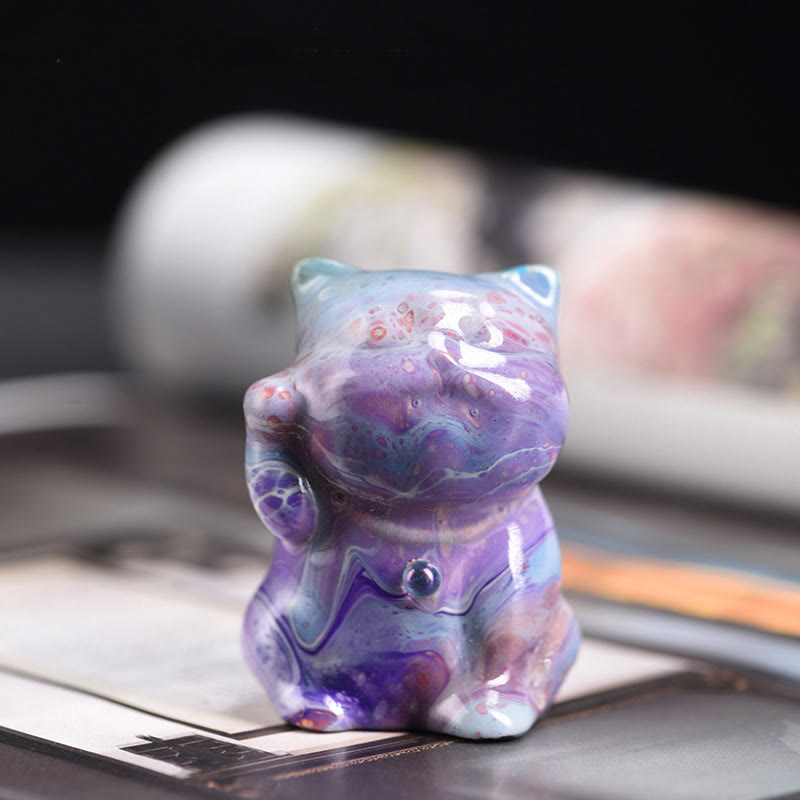 Cute Mini Cat Rosewood Lacquer Craft Warmth Decoration Random Color(Blind Box) - Image 11
