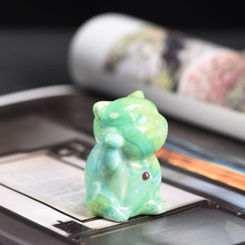 Cute Mini Cat Rosewood Lacquer Craft Warmth Decoration Random Color(Blind Box) - Image 10