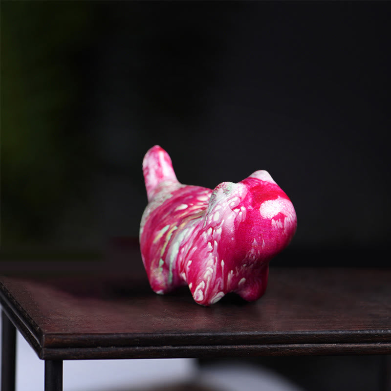 Mini Lovely Cat Ebony Wood Lacquer Craft Peace Decoration - Image 3