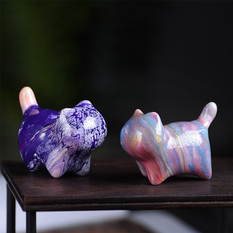 Mini Lovely Cat Ebony Wood Lacquer Craft Peace Decoration - Image 14