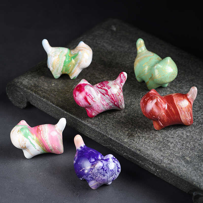 Mini Lovely Cat Ebony Wood Lacquer Craft Peace Decoration - Image 16