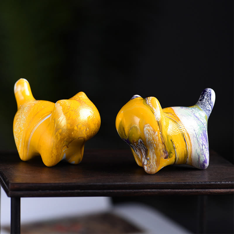 Mini Lovely Cat Ebony Wood Lacquer Craft Peace Decoration - Image 7