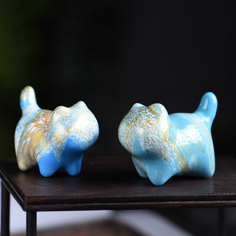 Mini Lovely Cat Ebony Wood Lacquer Craft Peace Decoration - Image 9