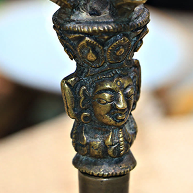 2Pcs Handmade Tibetan Meditation Bell and Vajra Dorje Copper Strength Decoration Set - Image 6