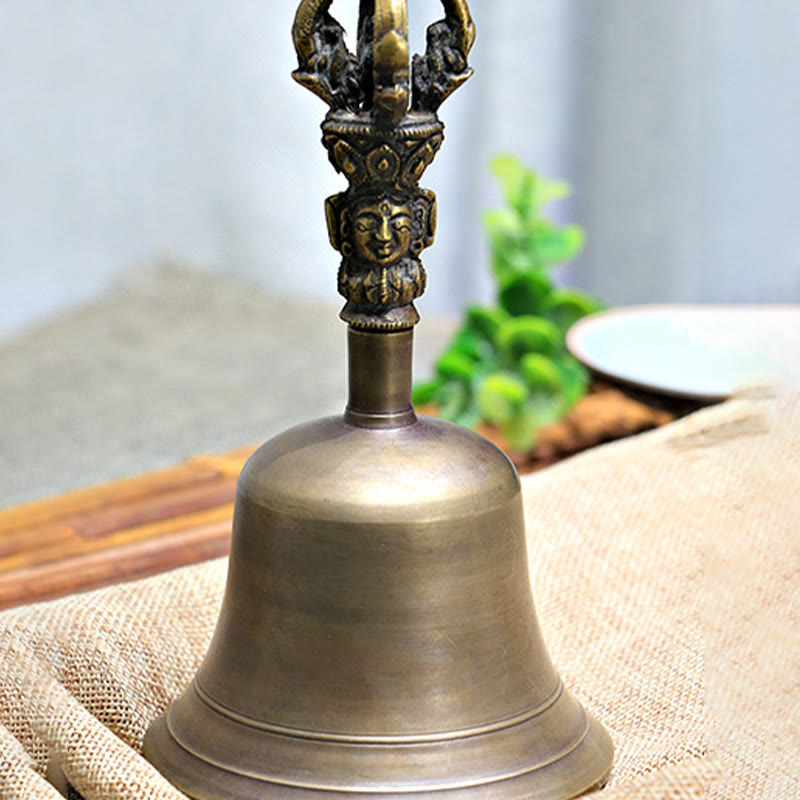 2Pcs Handmade Tibetan Meditation Bell and Vajra Dorje Copper Strength Decoration Set - Image 3